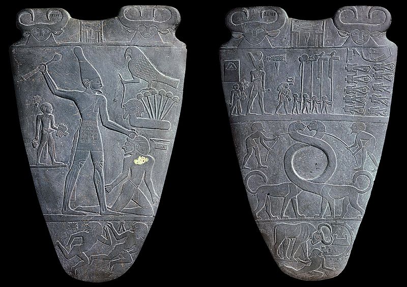 Narmer Pallette c. 3100 BCE, depting Narmer, who unified Egypt