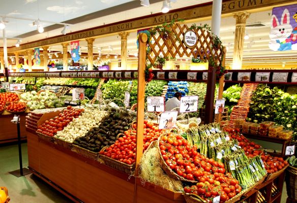 Modern supermarket produce section